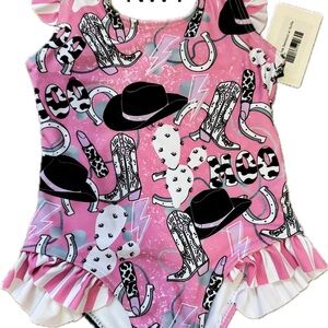 Pink Western-Themed Swimsuit 12-18M